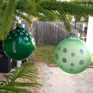 LAST DAY .......... Green Glass Christmas Ornaments
